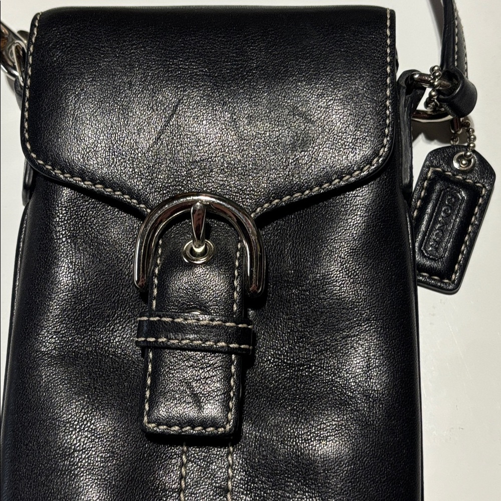 Coach Black Vintage Y2K Soho Wristlet Coach Black Leather Cell Phone Holder Y2K - Picture 16 of 16
